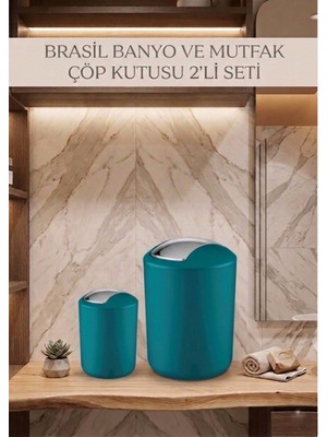 2'li Turkuaz, Çöp Kovası 6,4 Litre ve 2 Litre - Brasil Model