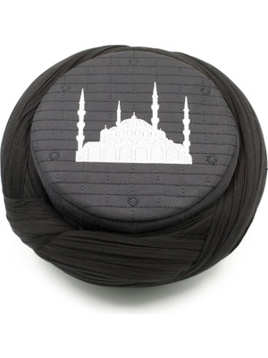 Sarıkhane Cami Sarığı – Siyah Kumaş – Siyah Takke – Çapraz Sarım – Cami Nakışlı – 7 Metre