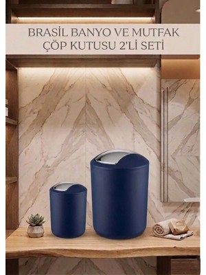 Saban 2'li Lacivert, Çöp Kovası 6,4 Litre ve 2 Litre - Brasil Model