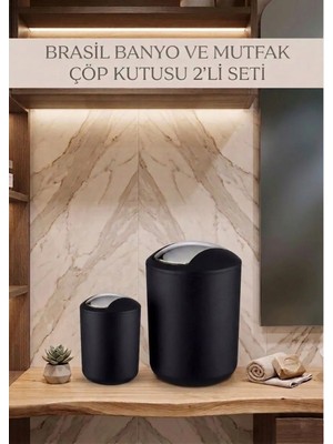 Saban 2'li Siyah, Çöp Kovası 6,4 Litre ve 2 Litre - Brasil Model
