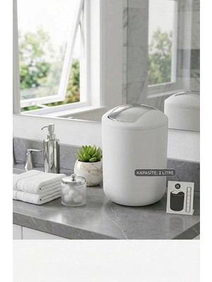 Saban Beyaz 2 Litre Çöp Kovası Brasil Model Plastik Malzeme ile Şık ve Modern Tasarım