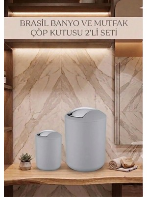 Saban 2'li Gri, Çöp Kovası 6,4 Litre ve 2 Litre - Brasil Model