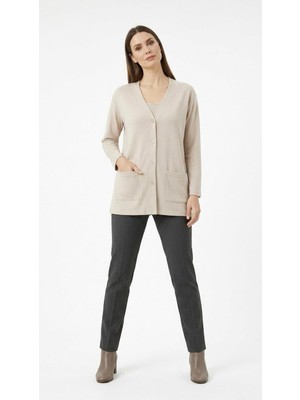 Mavimoure Kadın Anne Ince Penye Mevsimlik Kısa Model Cepli Önü Düğmeli Ceket Kısa Hırka