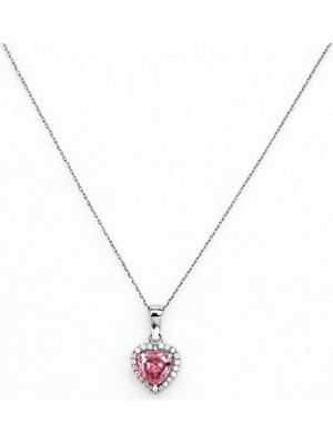 Has 925 Ayar Gümüş Pembe Kalp Kolye