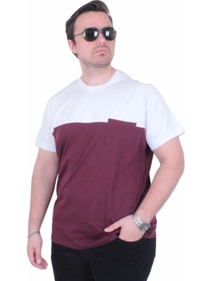 Moc Grande Mocgrande Erkek Büyük Beden Sıfır Yaka Tişört Cepli Parçalı 26144 Murdum