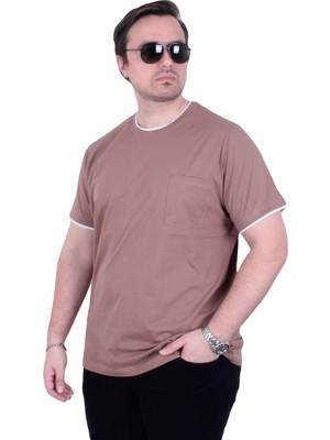 Moc Grande Mocgrande Erkek Büyük Beden Sıfır Yaka Tişört Cepli 26143 Kahverengi
