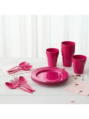 Ta-Fu Global Parti Takımı Plastik Mika Set (- Bardak 25 Adet ,Çatal 25 Adet ,Tabak 6 Adet ,Kaşık 25 Adet-)
