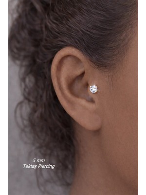 Sacce Scarves & Accessories Arkası Düz Çelik Tektaş Tragus Piercing Helix Lob Kıkırdak