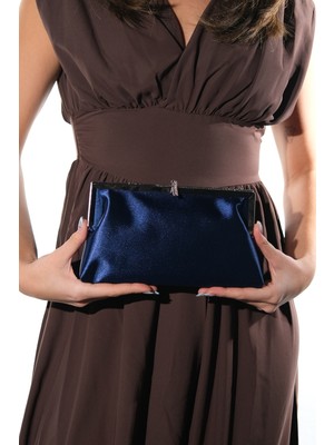 Luvi 752 Lacivert Saten Kadın Abiye Çanta