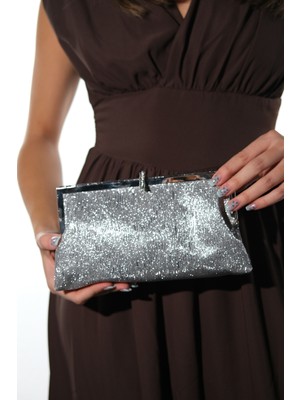 Luvi 752 Gümüş Desenli Kadın Abiye Çanta