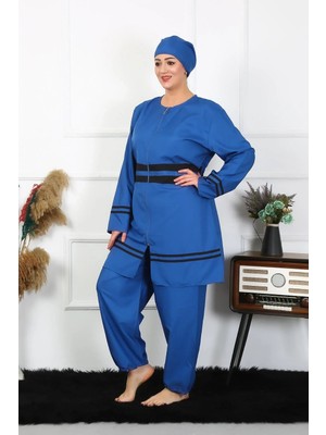 Çamaşır Kenti Büyük Beden Tesettür Mayo 7XL-8XL-9XL-10XL Indigo