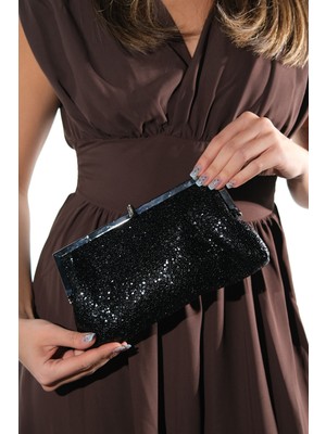 Luvi 752 Siyah Glitter Kadın Abiye Çanta