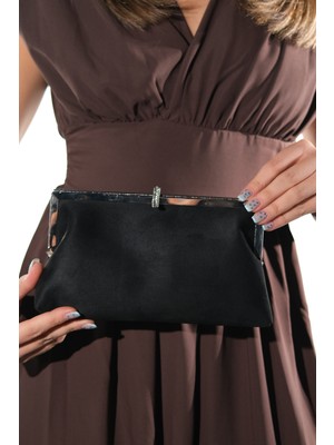 Luvi 752 Siyah Süet Kadın Abiye Çanta