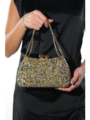 Luvi Cassıa Altın Taşlı Kadın Abiye Çanta