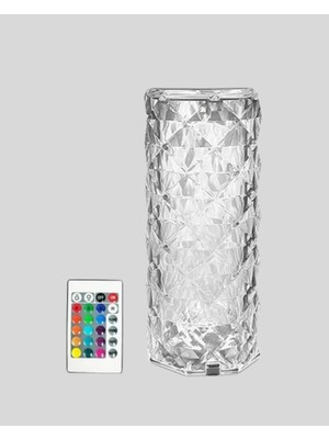 Prativas Kristal Rgb LED Masa Lambası – Renkli Kumandalı Işık, Dekoratif Tasarruflu