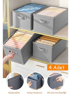 Prendi Home Katlanabilir Kıyafet Saklama Kutusu 4 Adet 45cm x 25cm x 20cm Kaliteli Malzeme