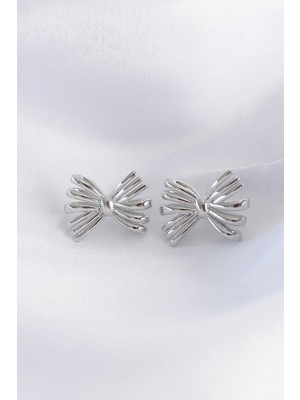 Ugrx Pirinç Gümüş Renk Fiyonk Küpe