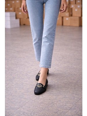Ayakcity Kadın Günlük Ortopedik Toka Detaylı M.k Babet - Siyah - 39