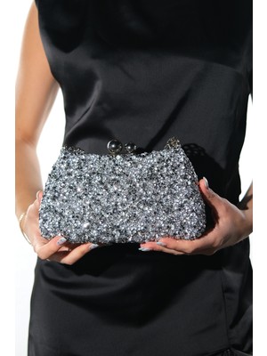 Luvi Cassıa Gümüş Taşlı Kadın Abiye Çanta