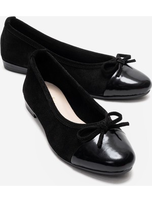 Luvi Boleo Siyah Süet Siyah Hakiki Deri Kadın Babet Ayakkabı
