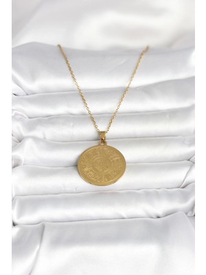 Moresun Buğz 316L Çelik Gold Renk Ayetel Kürsi Yazılı Kolye - Buğz