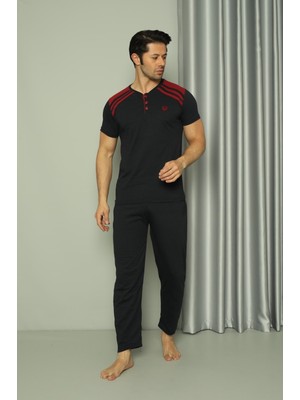 Glisa Süprem Ince Yazlık Kısa Kollu Pamuklu Erkek Pijama Takımı