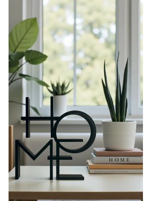 Luvena Modern Home Yazılı Dekoratif Biblo Siyah Metal Masa Üstü Ev Salon Ofis Minimalist Şık Süs