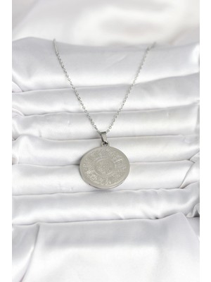 Moresun Buğz 316L Çelik Gümüş Renk Ayetel Kürsi Yazılı Kolye - Buğz