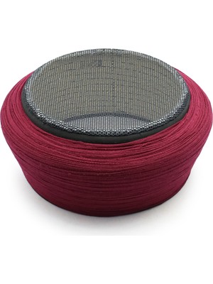 Sarıkhane Fileli Sarık – Bordo Kumaş – Siyah Takke – Düz Sarım – Fileli – 7 Metre