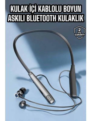 Prativas Boyun Askılı Bluetooth Kulaklık Uzun Şarj Süreli Dijital Göstergeli Kablolu