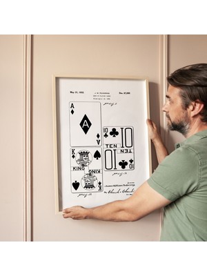 Pegziz Iskambil Kağıdı Patent Çizim Posteri Çerçeveli Tablo