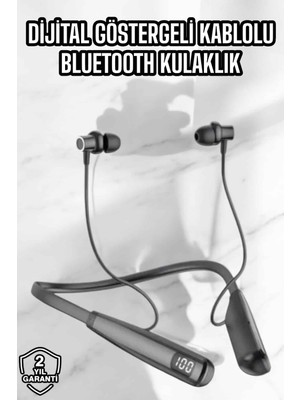 Prativas Dijital Göstergeli Kulak Içi Kablosuz Bluetooth Kulaklık Boyun Bantlı