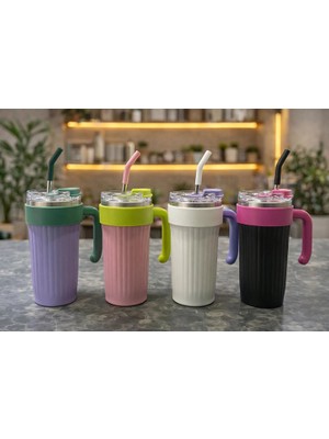 Moresun Buğz Isı Muhafazalı Kulplu ve Pipetli Çelik Termos Kupa Bardak