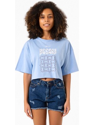 Jigsaw Game Isn_t Over Yet Bebe Mavi Kadın Crop Tshirt