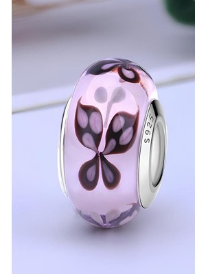 Fubena Kelebek Mor Murano Charm