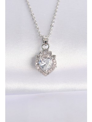 Ugrx 316L Çelik Zincir Gümüş Renk Zirkon Taşlı Rapunzel Kolye