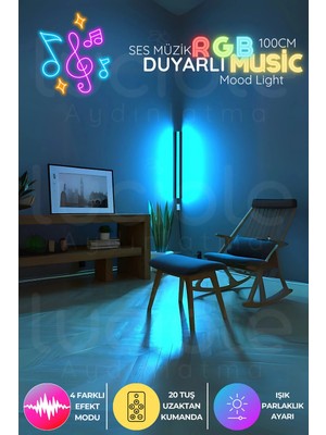 Luciole Renkli Ses Kontrollü Rgb LED Lamba – Kumandalı Aplik / Abajur Işık Efektli Dekor