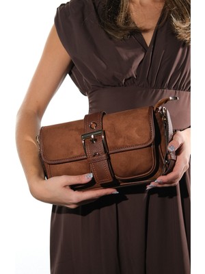 Luvi 1497 Taba Süet Kadın Kol Çantası