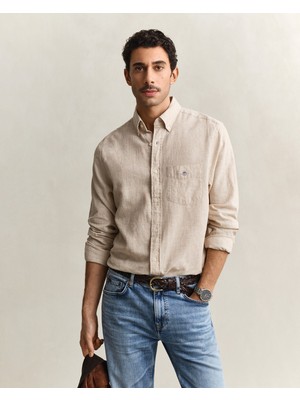 Gant Erkek Bej Regular Fit Logolu Gömlek 3250082.200