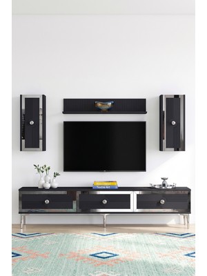 Yumedi Design TVR1816AS - Temtem Tv Ünitesi Takımı 180CM Antrasit-Silver