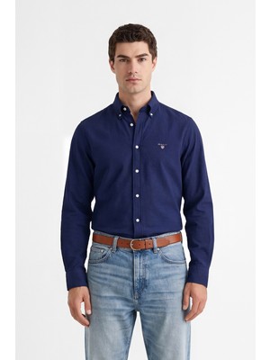 Gant Erkek Mavi Düğmeli Yaka Logolu Gömlek 3260036.409