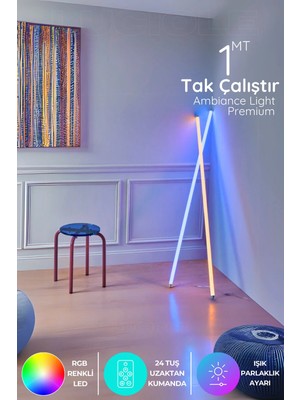 Luciole Rgb LED Strip Tube Light  Abajur Uzaktan Kumandalı Işık Lamba Ampül Aydınlatma Renkli Atube7