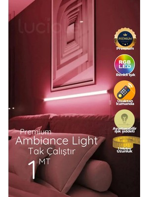 Luciole Çok Renkli LED Abajur Yapışkanlı 1 Metre Her Alana Uygun Uzaktan Kumandalı Cpink1