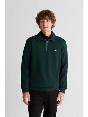 Gant Erkek Yeşil Regular Fit Yarım Fermuarlı Logolu Sweatshirt 25261125T.374