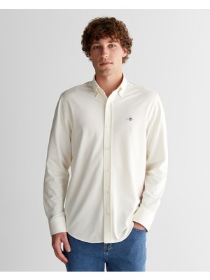 Gant Erkek Beyaz Düğmeli Yaka Logolu Gömlek 3826157T.113