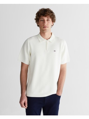 Gant Erkek Beyaz Polo Fermuarlı Yaka Kısa Kollu Triko 8925355T.113