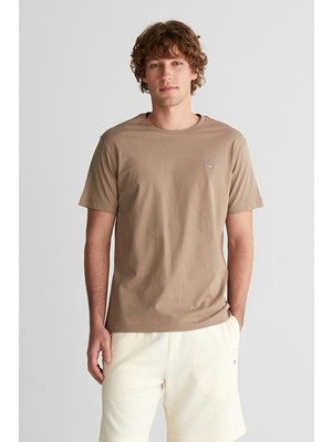 Gant Erkek Kahverengi Regular Fit Bisiklet Yaka Logolu Kazak 23261125T.261