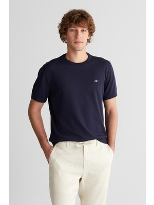 Gant Erkek Lacivert Regular Fit Bisiklet Yaka Logolu Kazak 89261106T.433