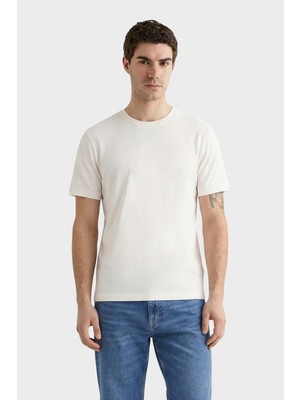 Gant Erkek Beyaz Baskılı Kısa Kollu T-Shirt 2326134T.113