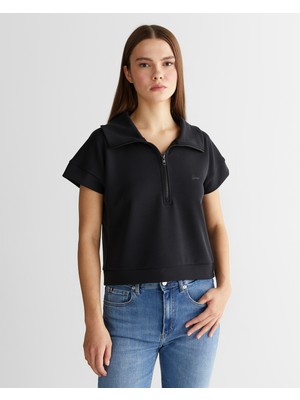 Gant Kadın Siyah Relaxed Fit Yarım Fermuarlı Sweatshirt 42526128T.5